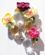 Ensemble de 4 pinces de nappe décoratives avec perles de verre et fleurs en tissu 