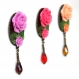 Set de 3 magnets avec fleurs et feuilles en résine mauves fushias et oranges et perles de verre assorties 