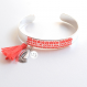 Jonc marinière modèle pompon rouge - bracelet tissé