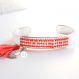 Jonc marinière modèle pompon rouge - bracelet tissé