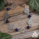 Bracelet fleur de vie et lapis lazuli, mariage féerique, bijou bohème, géométrie zen, ésotérisme magie wicca, printemps argenté, bleu nuit