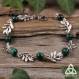 Bracelet  féeriques feuilles elfiques malachite, argenté vert, bijou mariage médiéval branche, magie ésotérisme païen wicca, bohème nature
