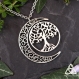 Collier elfique lune et arbre de vie argenté païen wicca médiéval fantasy celtique ésotérisme magie mabon