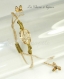 Bracelet scarabée en cristal de swarovski golden shadow (lien kaki sur bronze clair)