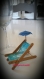 Marque place thème des îles. transat avec son parasol turquoise