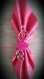Ronds de serviette thème princesse alu argent et couronne rose fushia pour bapteme, mariage, anniversaire 