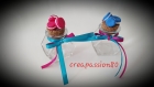 Contenant à dragée pot hexagonale encrier thème gourmandise bleu turquoise et rose fushia- trio macaron
