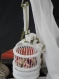 Adorable petite cage ancienne en bois à suspendre ou à poser shabby romantique en mousseline de soie blanche