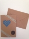 Double carte kraft origami coeur avec enveloppe