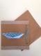 Double carte kraft origami bateau avec enveloppe