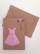 Double carte kraft origami robe avec enveloppe