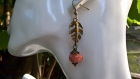 Boucles d'oreilles perles artisanales en terre cuite céramique émaillée rose ancien irisé 