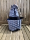 Trousse de toilette bleue marine et or motif origami