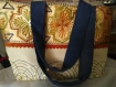 Sac cabas  en coton et jean  bleu marron orange vert