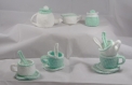 Service à thé complet blanc et vert au crochet