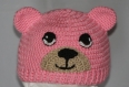 Bonnet petit ours rose au crochet pour bébé fait main