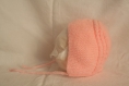 Béguin/bonnet bébé rétro taille 0/3 mois rose tendre fait main