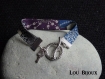 Bracelet en liberty (bleu/mauve) et breloque cle
