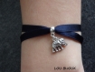 Bracelet satin bleu marine et breloque elephant