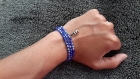 Bracelet 3 tours (collier ou headband) en perles de cristal bleu et son escarpin