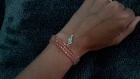 Bracelet 3 tours (collier ou headband) en perles de cristal rose et sa petite aile