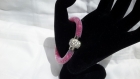 Bracelet stardust réalisé en résille blanche et strass roses