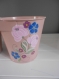 3 cache pots en métal / décoration fleurs, poupée, oiseau / beige rosé 