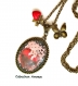 Collier pendentif coeur noeud romantique nounou atsem bijou fantaisie cabochon bronze verre cadeau nounou cadeau atsem
