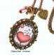 Collier pendentif filigrane romantique saint-valentin amour cherie coeur papillons bijou fantaisie bronze cabochon verre cadeau saint-valentin cadeau fête des amoureux chérie  