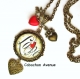 Collier pendentif romantique saint-valentin amour cherie love arabesques coeur rouge bijou fantaisie bronze cabochon verre cadeau saint-valentin cadeau fête des amoureux chérie 