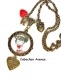 S.7.68 collier pendentif maman coeur fillette bijou fantaisie bronze cabochon verre cadeau maman cadeau fête des mères