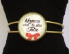 S.7.122 bracelet jonc maman la plus jolie noeud rayures bijou fantaisie bronze cabochon verre cadeau maman cadeau fête des mères