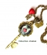 S.7.147 collier pendentif clé romantique maman coeur rouge dans main bijou fantaisie bronze cabochon verre cadeau maman cadeau fête des mères 