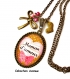 S.7.252 collier pendentif maman d'amour coeur noeud bijou fantaisie bronze cabochon verre cadeau maman cadeau fête des mères