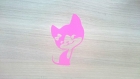 Sticker autocollant chat rose