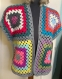 Chic gilet - kimono multicolore style boho, crochet fait main ,fil acrylique/ coton,pour femme taille unique 40-44