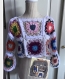Chic top- pull dentelles multicolore style boho, crochet fait main ,fil acrylique/ coton,pour femme taille unique 40-44