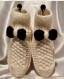 Chaussettes fantaisie en tricot,couleur crème / noire,fil laine / acrylique,taille 37-40