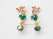 Boucles d'oreilles  avec clip dore et  cristal emerald ab 