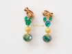Boucles d'oreilles  avec clip dore et  cristal emerald ab 