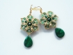 Boucles d'oreilles baroque emerald dore avec swarovski 