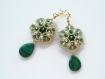 Boucles d'oreilles baroque emerald dore avec swarovski 