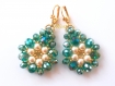 Boucles d'oreilles  emerald ab avec perles beige 