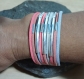 Bracelet manchette cordons suédine rose et gris