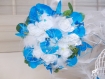 Mariage bouquet de mariée artificiel  bleu azur