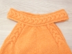 Ensemble robe plissée et bandeau assorti couleur melon 0 - 3 mois tricot main - cadeau naissance