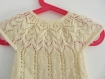 Robe top down layette laine jaune poussin 0 - 6 mois tricot fait main, cadeau naissance