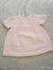 Robe création en laine spéciale layette rose, tricot fait main pour bébé 0-3 mois