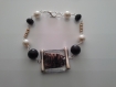 Bracelet perles noires et blanches élégance a19