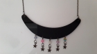 Collier chaine bronze collier ethnique connecteur noir et perles colorés a271